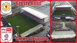 Ep56. Gresty Road Stadium, by drone. Home of Crewe Alexandra. In League Two for the 23/24 season