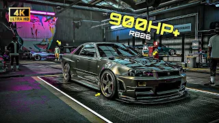 900HP+ Nissan Skyline R34 GTR Customization - NFS Heat | Gameplay 4K