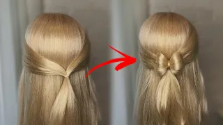 САМЫЙ ПРОСТОЙ И БЫСТРЫЙ СПОСОБ СДЕЛАТЬ БАНТ ИЗ ВОЛОС! Easy way to do hair bow! Hair hack for girls!