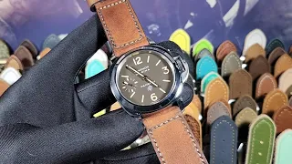 Panerai 44mm Strap "WW2 Custom" Vintage Style Handmade Brown Strap with Sewn Buckle No.1 of 1 PAM632