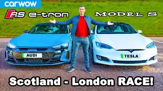 Audi RS e-tron GT v Tesla Model S: 571-mile Scotland-to-London RACE & REVIEW!