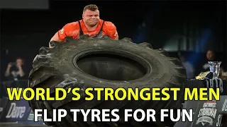 World's Strongest Man TOM STOLTMAN 400KG Tyre Flip Race- Ultimate Strongman World Championship