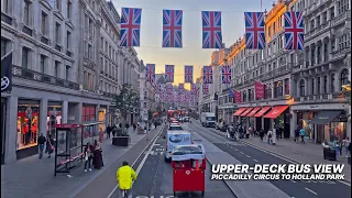 Bus upper-deck view of London's Regent Street and Oxford Street 🇬🇧🚌 Bus 94 part-journey only