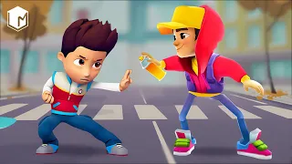 WHO IS THE BEST? Paw Patrol Ryder Surf vs Subway Surfers Pride Jake - Subway surfers hack everest