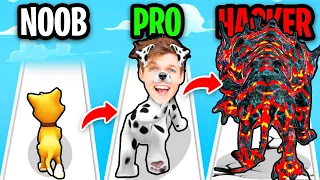 NOOB vs PRO vs HACKER In DOGGY RUN!? (ALL LEVELS!)