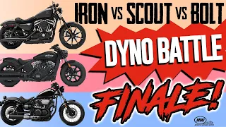 Harley IRON vs Indian SCOUT vs Yamaha BOLT FINALE!