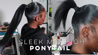 Sleek Mid high Extended Ponytail!| Start to finish| Iamroxybennett