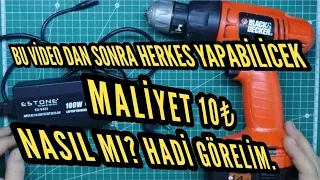 ŞARJLI MATKAP KABLOLUYA ÇEVİRME avcılar bit pazarından 7,50₺ ye aldık 2.50₺ masrf yaptk.al yap kulln