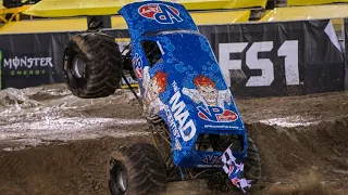 Monster Jam Wheelies Into Obstacles