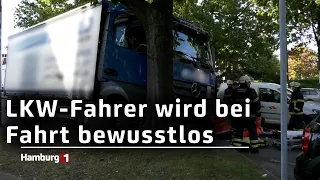 Schwerer Unfall in Lokstedt - LKW-Fahrer verliert Bewusstsein während der Fahrt