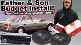 Father & Son Fun Car Stereo Install 1990 Honda Accord - His First Deck & Door Speakers! Video 1