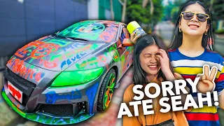 SPRAY PAINTING My Sisters CAR PRANK!! (Sorry Ate!) | Ranz and Niana