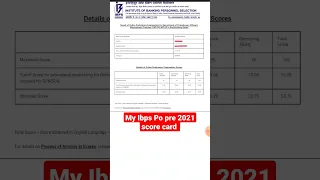 My Ibps Po Pre 2021 score card #ibps #ibpspo2022 #ibpspo #shorts