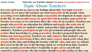 Topic About Teachers ( Mawduuc ku saabsan Macalinka)📌#education #edit #explore #english #channel