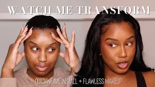 WATCH ME TRANSFORM: DETAILED QUICK WEAVE INSTALL + FLAWLESS MAKEUP | NADULA HAIR