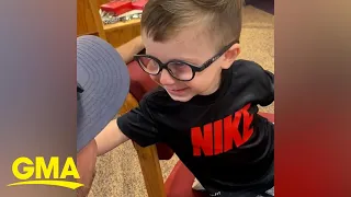2-year-old tears up after wearing glasses for the first time