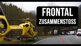 Horror-CRASH auf Landstrasse - Rettungshubschrauber - RTW, NEF, Polizei und Feuerwehr im Einsatz