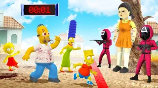 LOS SIMPSONS GANARON EL JUEGO DEL CALAMAR en GTA V 🔴🟢😂