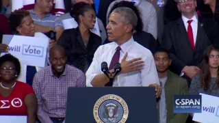 President Obama and Trump protester (C-SPAN)