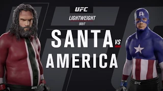 Bad Santa vs. Captain America (EA Sports UFC 2) - CPU vs. CPU - Crazy UFC 👊🤪