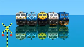 5 TRAINS PASSING AT INVISIBLE RAILROAD TRACKS ON WATER — Train Simulator - Indian Railways
