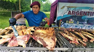 Argentina Street Food. Giant Grill full of Juicy Meat