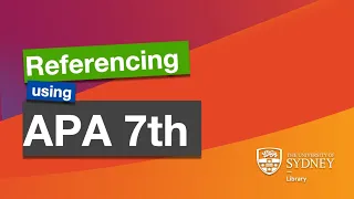 Referencing using APA 7th