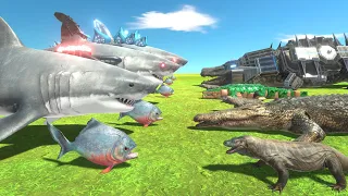 Who Is King Of Water - Shark Team VS Crocodile Team - Animal Revolt Battle Simulator