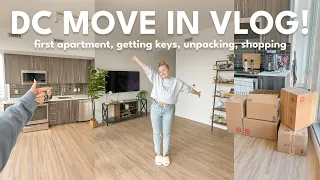 DC MOVE IN VLOG 2024 🚚 getting my keys, furniture shopping, moving into my first apartment!