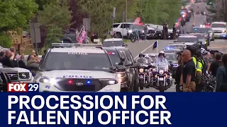 Police procession leads body of fallen Deptford police officer to funeral home