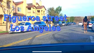Figueroa Street Driving Around At Evening Time 4K