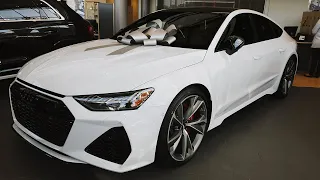 2021 Audi RS7 (600HP Beast) in Glacier White Walkaround Review Exhaust Sound