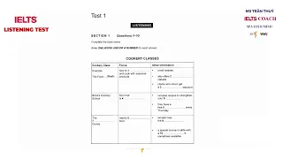 IELTS LISTENING practice - section 1 - cookery class