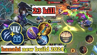 HANABI best build 2024 one hit || mobile legends game play vidio