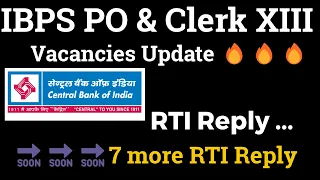 🔥Central Bank of India RTI Reply🔥 , IBPS PO & Clerk XIII vacancy update #ibpsclerk2023 #ibpspo2023