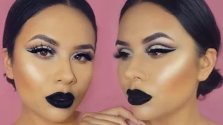 Soft Cut Crease + Bold Black Lips Makeup Tutorial