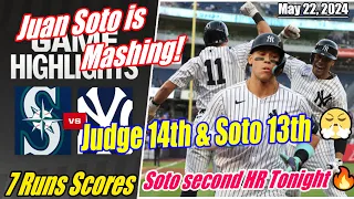 Yankees vs Mariners Full Game (05/22/24) | 7 Runs for Yankees Today | Soto & Judge Homers 13+14th 😱