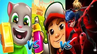 Talking Tom Gold Run Офицер Том VS Subway Surfers SAN FRANCISCO Miss Maia VS Леди Баг и Супер Кот