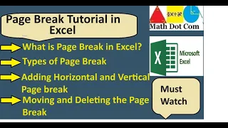 Insert, Move, or Delete Page Breaks in Excel | Types of Page Breaks | Math Dot Com