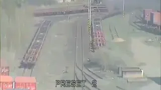 Столкновение вагонов на сортировочной станции. Collision of cars at the marshalling yard.