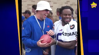 Bills No. 1 QB Josh Allen contemplates signing fan's neck, while No. 2 seeks  autographs undercover