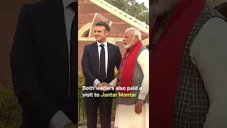 PM Modi Greets French President Macron In Jaipur #narendramodi #emmanuelmacron #jaipur