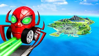 Over De Map SPRINGEN Met SUPERHELDEN AUTO’S In GTA 5! (Mods)