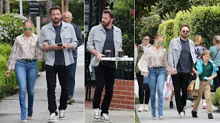 Ben Affleck holds hands with girlfriend Jennifer Lopez while out in Santa Monica with his son Samuel