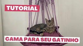 Cama para gato de macramê