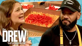 Chef Justin Sutherland Teaches Drew How to Make Some FIRE Mac-and-Cheese with Hot Cheese Puffs