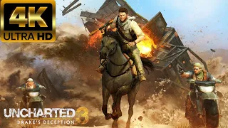 Uncharted 3 - Chasing & Destroying The Convoy While Horse Riding in 4K Ultra HD