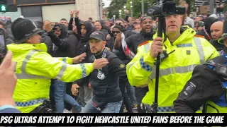 PSG ultras and Newcastle fans FACE TO FACE during a Champions League INVASION !!!!!