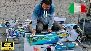 Street Spray Painting With Fire - Rome Italy 2022