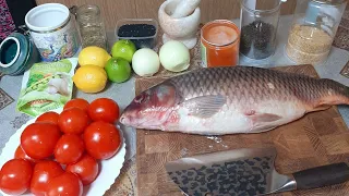 Шикарное блюдо из рыбы.Коктал из сазана и пельмени с икрой!!!!